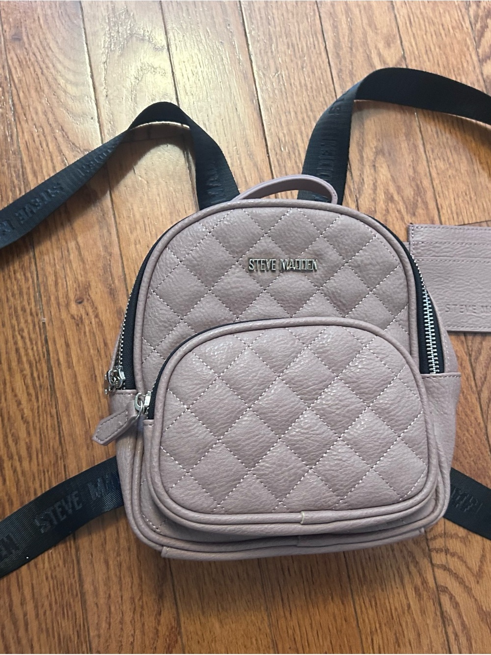 Steve Madden Quilted Mini Backpack in Dusty Mauve